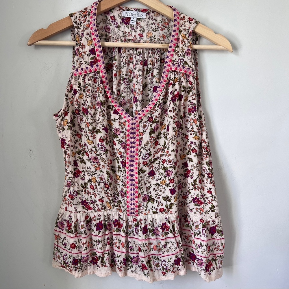 Patrons of Peace Red and White Tiered Blouse